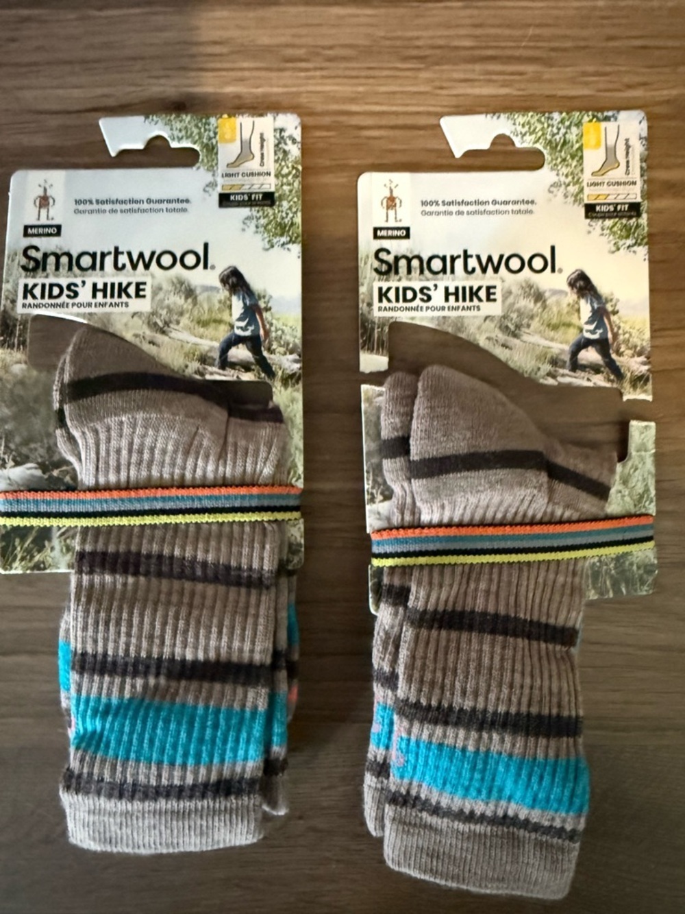 SmartWool Kids Hike striped crew socks • NWT • Kids large